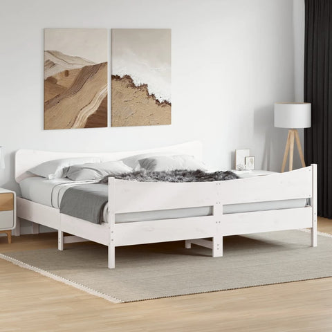 vidaXL Bed Frame without Mattress White 200x200 cm Solid Wood Pine