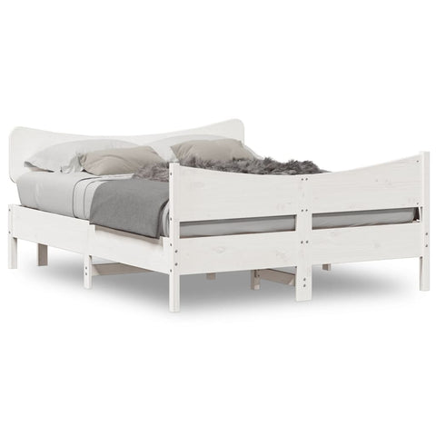 vidaXL Bed Frame without Mattress White 150x200 cm King Size Solid Wood Pine