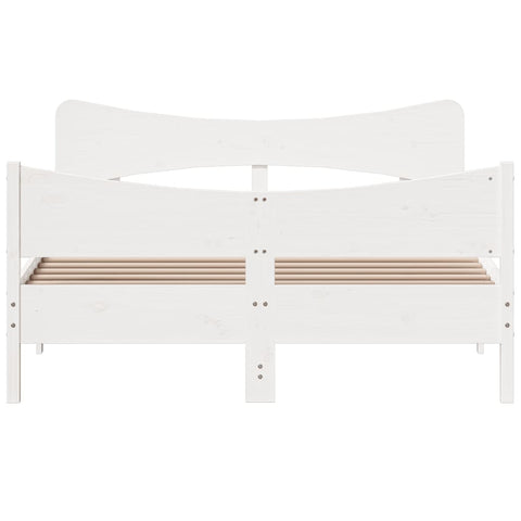 vidaXL Bed Frame without Mattress White 150x200 cm King Size Solid Wood Pine