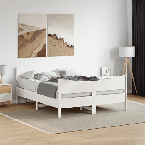 vidaXL Bed Frame without Mattress White 140x190 cm Solid Wood Pine