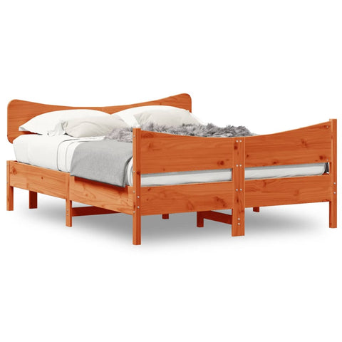 vidaXL Bed Frame without Mattress Wax Brown 140x190 cm Solid Wood Pine