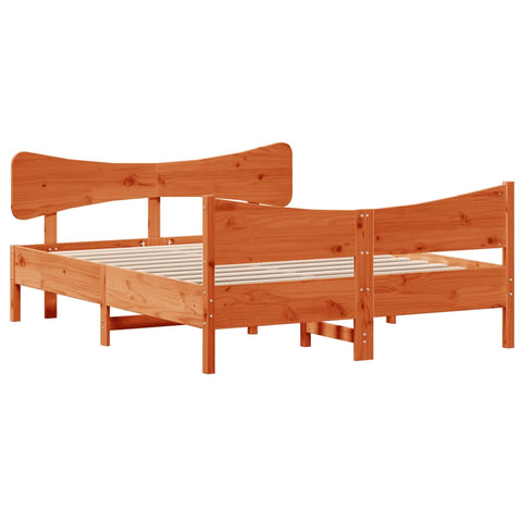 vidaXL Bed Frame without Mattress Wax Brown 140x190 cm Solid Wood Pine