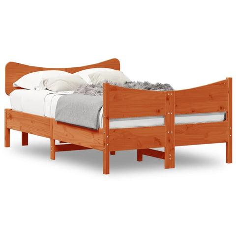 vidaXL Bed Frame without Mattress Wax Brown 120x190 cm Small Double Solid Wood Pine
