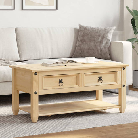 vidaXL Coffee Table with Drawers Corona 100x48x45 cm Solid Wood Pine