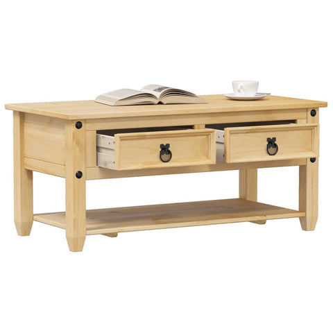 vidaXL Coffee Table with Drawers Corona 100x48x45 cm Solid Wood Pine