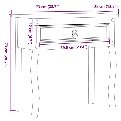 vidaXL Console Table Corona 73x35x73 cm Solid Wood Pine