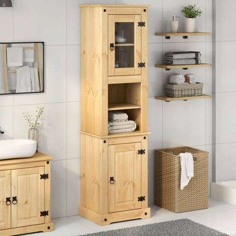 vidaXL Bathroom Cabinet Corona 50x40x185 cm Solid Wood Pine