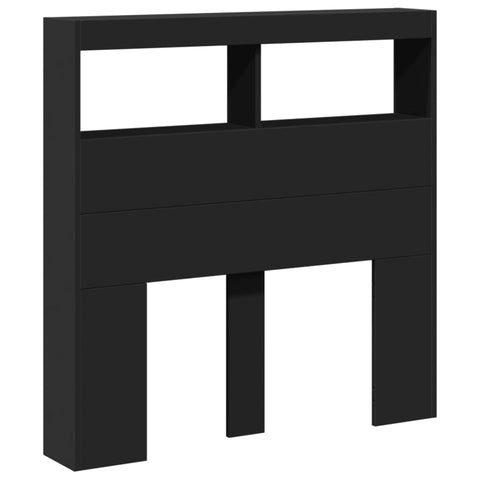 vidaXL Headboard Cabinet with LED Black 100x17x102 cm