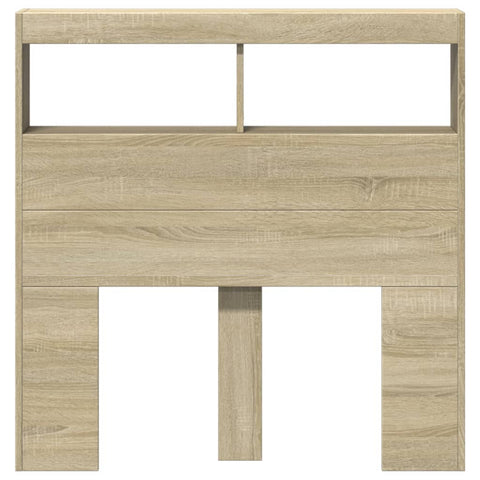 vidaXL Headboard Cabinet with LED Sonoma Oak 100x17x102 cm