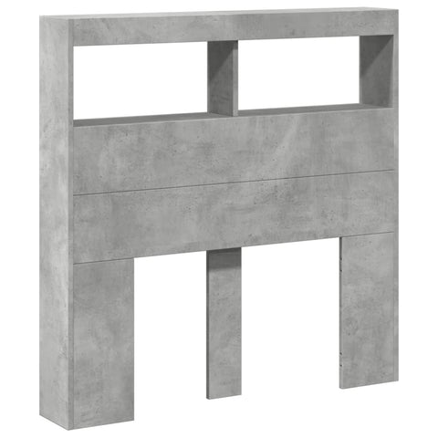 vidaXL Headboard Cabinet with LED Concrete Grey 100x17x102 cm