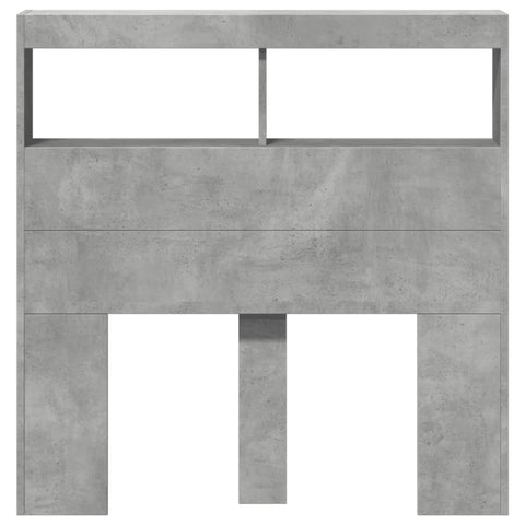 vidaXL Headboard Cabinet with LED Concrete Grey 100x17x102 cm