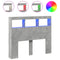 vidaXL Headboard Cabinet with LED Concrete Grey 120x17x102 cm