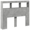 vidaXL Headboard Cabinet with LED Concrete Grey 120x17x102 cm