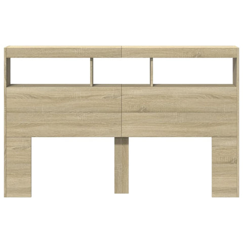 vidaXL Headboard Cabinet with LED Sonoma Oak 160x17x102 cm