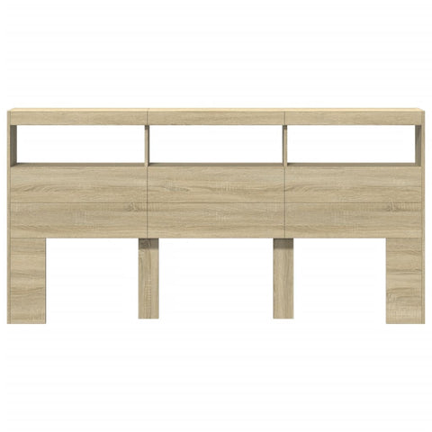 vidaXL Headboard Cabinet with LED Sonoma Oak 200x17x102 cm