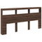 vidaXL Headboard Cabinet with LED Brown Oak 200x17x102 cm