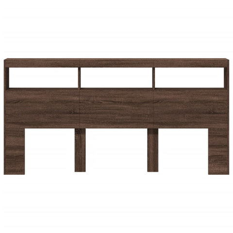 vidaXL Headboard Cabinet with LED Brown Oak 200x17x102 cm