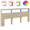 vidaXL Headboard Cabinet with LED Sonoma Oak 220x17x102 cm