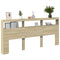 vidaXL Headboard Cabinet with LED Sonoma Oak 220x17x102 cm
