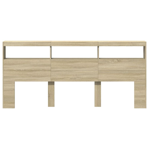vidaXL Headboard Cabinet with LED Sonoma Oak 220x17x102 cm