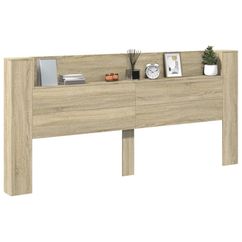 vidaXL Headboard Cabinet with LED Sonoma Oak 220x16.5x103.5 cm