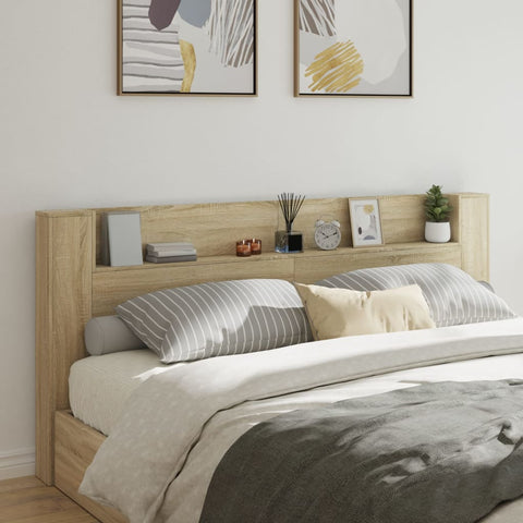vidaXL Headboard Cabinet with LED Sonoma Oak 220x16.5x103.5 cm