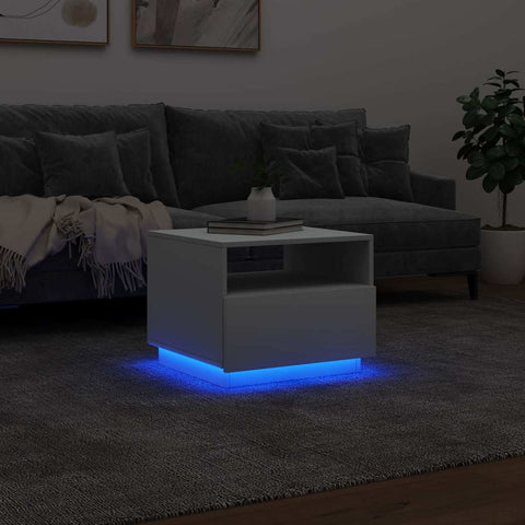 vidaXL Coffee Table with LED Lights White 50x49x40 cm