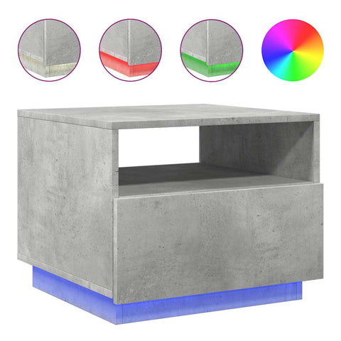 vidaXL Coffee Table with LED Lights Concrete Grey 50x49x40 cm