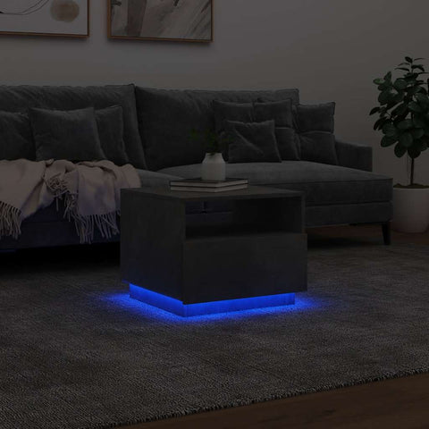 vidaXL Coffee Table with LED Lights Concrete Grey 50x49x40 cm