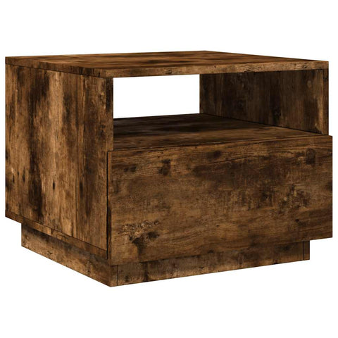 vidaXL Coffee Table with LED Lights Smoked Oak 50x49x40 cm