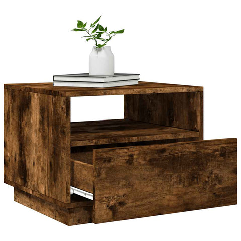 vidaXL Coffee Table with LED Lights Smoked Oak 50x49x40 cm