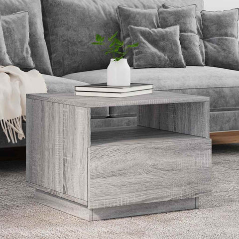 vidaXL Coffee Table with LED Lights Grey Sonoma 50x49x40 cm