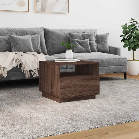 vidaXL Coffee Table with LED Lights Brown Oak 50x49x40 cm