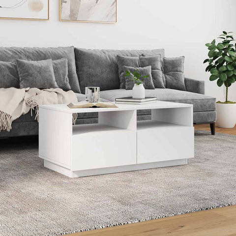 vidaXL Coffee Table with LED Lights White 90x49x40 cm