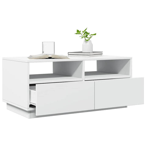 vidaXL Coffee Table with LED Lights White 90x49x40 cm