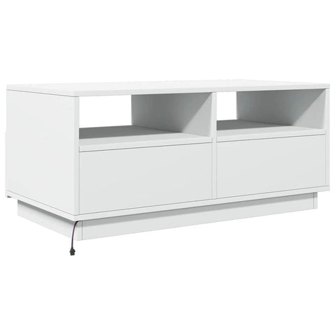 vidaXL Coffee Table with LED Lights White 90x49x40 cm