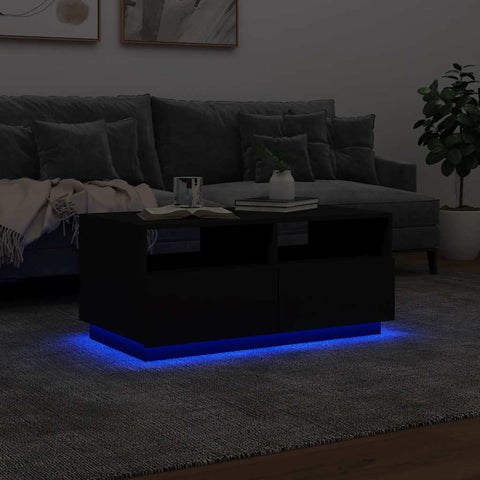 vidaXL Coffee Table with LED Lights Black 90x49x40 cm
