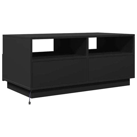 vidaXL Coffee Table with LED Lights Black 90x49x40 cm