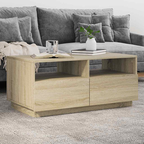 vidaXL Coffee Table with LED Lights Sonoma Oak 90x49x40 cm