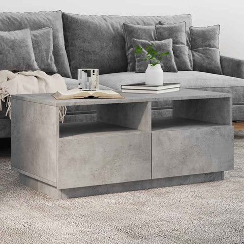 vidaXL Coffee Table with LED Lights Concrete Grey 90x49x40 cm