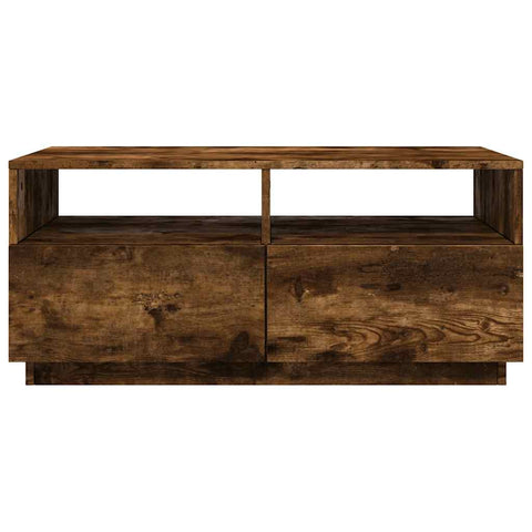 vidaXL Coffee Table with LED Lights Smoked Oak 90x49x40 cm
