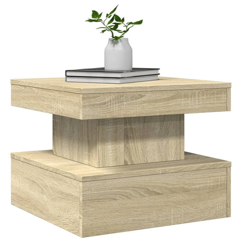 vidaXL Coffee Table with LED Lights Sonoma Oak 50x50x40 cm