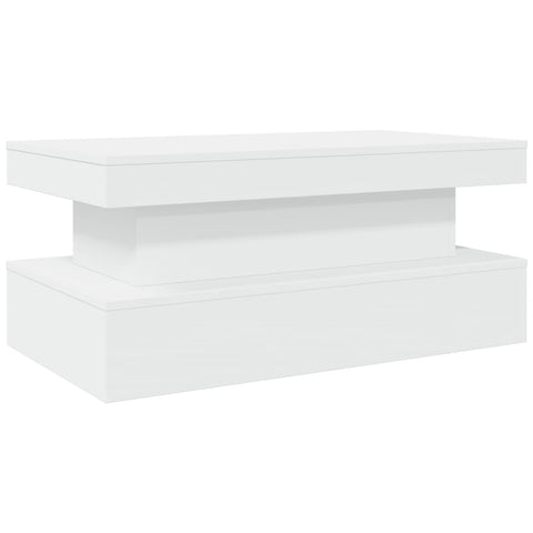 vidaXL Coffee Table with LED Lights White 90x50x40 cm