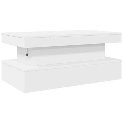 vidaXL Coffee Table with LED Lights White 90x50x40 cm