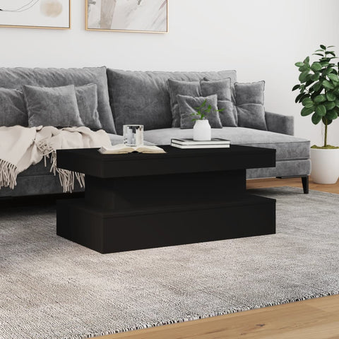vidaXL Coffee Table with LED Lights Black 90x50x40 cm