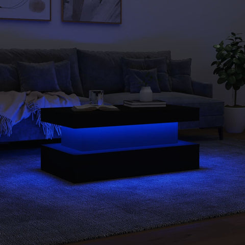 vidaXL Coffee Table with LED Lights Black 90x50x40 cm