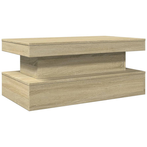 vidaXL Coffee Table with LED Lights Sonoma Oak 90x50x40 cm