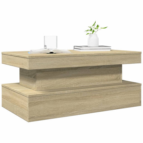 vidaXL Coffee Table with LED Lights Sonoma Oak 90x50x40 cm
