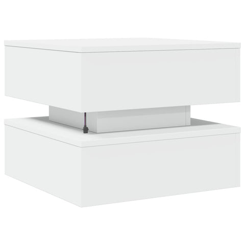 vidaXL Coffee Table with LED Lights White 50x50x40 cm