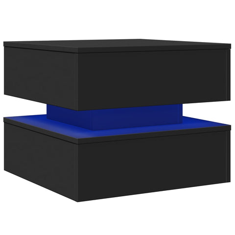 vidaXL Coffee Table with LED Lights Black 50x50x40 cm